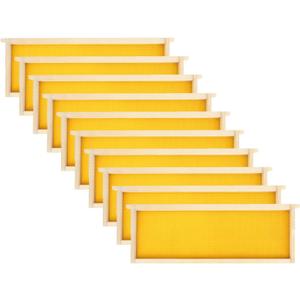 Medium Beehive Frames and Wax Foundations, 10 Pack Honey Bee Frames with Wooden Bee Hive Frames and 100% Beeswax Coated Foundations, 6-1/4-Inch (Yellow)