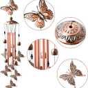 JOBOSI Butterfly Festive Brass Wind Chimes for Outside  Handcrafted with Deep Melodic Tone, Christmas/Birthday Decor for Garden & Patio Lovers, Unique Housewarming Present for Outdoor Spaces