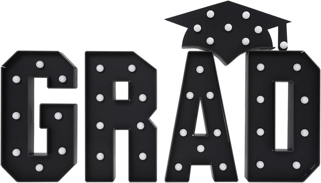 Graduation Decorations 2.3FT Large Grad Letters Light Up Letters Mosaic Craft Kits Pre-Cut Board for Anniversary High School College Graduation DIY