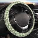 Vintage Groovy Flowers Steering Wheel Cover Cute Universal 15 Inch Car Accessories Protector for Women Fit Auto SUV Sedan Vans Trucks (One Size)