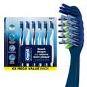Oral-B Pro Health CrossAction Plaque Removal toothbrushes, 6 Count Toothbrush Soft, Deep Reach in Tight Spaces, Tongue Scraper Tooth Brush, Plaque Fighter, Gentle on Teeth, Gum stimulators