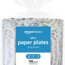 Amazon Basics Ultra Paper Plates, 10 Inch, Disposable, 372 Count (2 pack of 186)