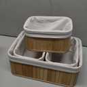 4-Pack Bamboo Storage Baskets with Removable Washable Liners  Natural Woven Organizers for Closet, Bathroom, Bedroom & Pantry