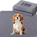 24x18 in Washable Pee Pads for Dogs,2 Pack Reusable Puppy Pads,Waterproof Non-Slip Pet Pee Pads ,4 Layer Design Pet Training Pads for Dogs, Cats, Bunny(Grey