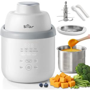 Bear NutriEase AllStage Stainless Steel Baby Food Maker Steamer and Blender, Truly OneStep Baby Food Processor Puree Maker Grinder Mills, Auto Cooking & Grinding for Healthy Homemade Baby Food, BPA-Free