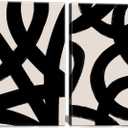Framed Abstract Wall Art Canvas Set Lines Pictures Modern Mid Century Boho Wall Decor Minimalist Abstract Black Stroke Lines Canvas Painting Artwork Living Room Bedroom Home Office 16"x24"x2