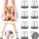 Clear Chair Leg Floor Protectors for Carpet Hardwood Floors, Upgraded Chair Leg Caps with Graphene Fabric Bottom, No Cat/Dog Hair Clinging, 16 Pcs Furniture Leg Feet Covers Reduce Noise (Fit 1"-1.2")