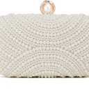 Oweisong Pearl Clutch Purses for Women Wedding Bride Pearl Evening Bag Party Clutch Wallet Tote Handbag