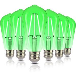 ALAMPEVER ST19/ST58 Green LED Edison Bulbs, Decorative String Light Bulbs, 2W(25W Equivalent), E26 Base, 40LM, Non-Dimmable, 6 Pack