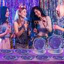 100Pcs Purple Glitter Party Decorations Demon Purple Sparkling Holographic Laser Paper Plates Napkins Disposable Tableware Set for Hunters Birthday Wedding Disco Bachelorette Party Supplies Serves 25