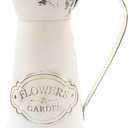 Farmhouse White Metal Jugs for Shabby Chic Kitchen Decor, Tall Pitchers for Flowers, Rustic Bathroom Vases - Large, 11 H