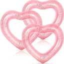 Whaline 3Pcs Inflatable Heart Pool Float Swim Heart Shaped Pool Rings Float Loungers Tube for Summer Swimming Pool Beach Bachelorette Party (47.3x39.4inch, Glitter Rose Gold)