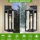 FILIYANO 16 inch Dusk to Dawn Outdoor Wall Light - 2 Pack Exterior Waterproof Outside Lighting, Modern Porch Sconces, Wall Mounted Fixtures, Industrial Anti-Rust Matte Black Lantern for Front Door