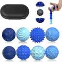 Magnetic Sensory Fidget Balls (8PCS), Weighted Magnet Balls Fidget Toys for Teens Adult ADHD Autism Anxiety, Quiet Stress Relief Office Desk Gadgets, Hand Therapy Sensory Toy Items Gift (Blue)