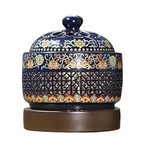 Electric Resin Burner with Timing,Ceramic Electric Incense Burner,Bakhoor Burner Censer 110 V for Home Porch,Patio,Garden,Office,Yoga, Living Room, Meditation Room (Enamel)