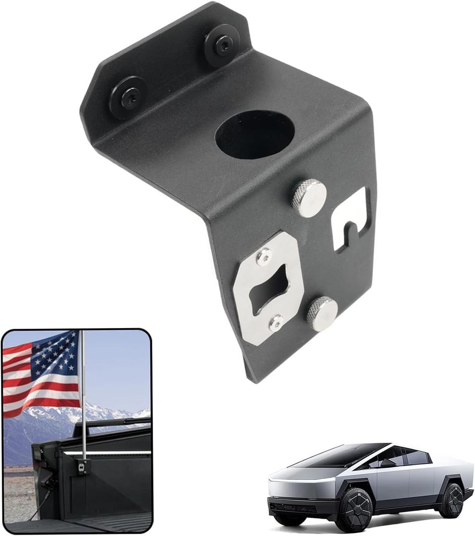 3-in-1 Multi-Functional FlagPole Holder for Tesla Cybertruck 2023-2025,with Hook and Bottle Opener,cybertruck moll Flag Mount,l Track AccessoriesL Track Flag Holder(Tube ID 1.18")