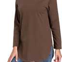 Women's Casual Cotton Sleeveless/Long Sleeve T Shirt Round Neck Basic Loose Tunic Tops (Brown, M)