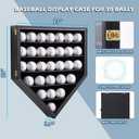 Baseball Display Frame Case Baseball Shadow Box Wall Cabinet Baseball Holders for 30 Balls Display with Lockable Anti Fade UV Protection Acrylic Door for Homerun and Collector Autograph Balls, Black