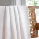 Chyhomenyc White Curtains 30 Inch Length, Faux Linen Textured Small Cafe Curtain, Light Filtering Short Curtains for Bathroom Curtain Window, 30x30 Inch, 2PCS