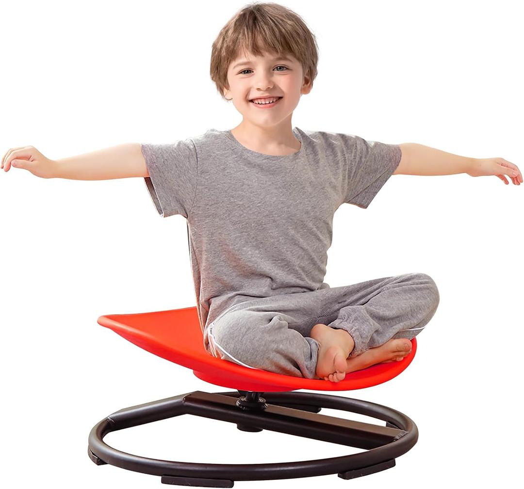 Kids Sensory Chair, Spin Seat for Sensory Kids, Improve Physical Coordination Wobble Chair for Kids Relief of Motion Sickness (Red)