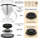 Pour Over Coffee Maker Borosilicate Glass Dripper with Stainless Steel Reusable Filter, Manual Eco Brewer, Plastic-Free Non-Toxic Coffee Station, Innovation Infuser for Daily Brewing