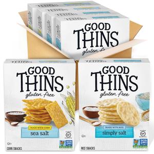 GOOD THINS Rice & Corn Snacks Gluten Free Crackers Variety Pack, Bulk Snack Crackers, 4 Boxes (EXP 07/19/26)