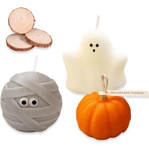 2 x 3pcs Halloween Ghost Candles - Ghost Pumpkin Candles Burning Candles Spooky Ghost Scented Candles Halloween Gifts Box Party Bedroom Room Table Decorations