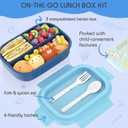Bento Box for Kids, Bento Lunch Box for Girls & Boys,3-Compartment Non-BPA Lunch Container with Utensils, Microwave & Dishwasher Safe, Ideal for Meal Prep & School (blue)