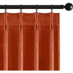 MIULEE Terracotta Velvet Curtains 96 inches Long, Pinch Pleated Blackout Fall Drapes with Hooks, Thermal Insulated Pinch Pleat Panels for Bedroom Living Room, 2 Panels