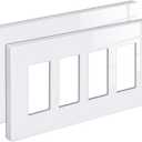 [2 Pack] BESTTEN 4 Gang Mid-Size Screwless Outlet Cover, Midway Decorative Wall Plate, USWP6 Gloss Snow White, Midsize H4.88" x W8.58"