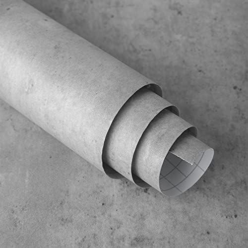Thick Light Grey Concrete Wallpaper Peel and Stick 24"197" Adhesive Waterproof Faux 3D Concrete Cement Contact Paper Vinyl Wrap Industrial Textured Tile Sticker for Garage Office Bathroom (24" x 197", Light Gray)