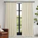 RYB HOME Beige Velvet Curtains 84 inches - Rod Pocket & Back Tab Boho Window Panels Privacy Theraml Insulted Drapes for Bedroom Bathroom, W52 x L84, 1 Pair