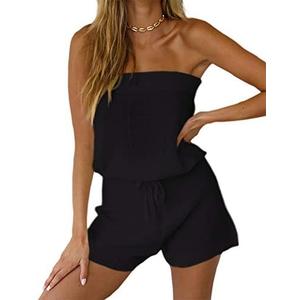 Chang Yun Womens Summer Jumpsuits Casual Loose Sleeveless Off Shoulder Elastic Waist Romper Loungewear Two Piece Outfits, Medium