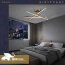 Gold LED Chandelier, 3-Lights Modern Semi Flush Mount Ceiling Lighting Fixture for Kitchen Dining Room Foyer Entry Bedroom, 23.82 24W