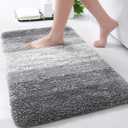 Arotive Microfiber Bathroom Rugs, Shaggy Soft and Absorbent Bath Rug, Non-Slip, Thick Plush Machine Washable Dry Bath Mats for Bathroom, Tub and Shower, 30x20, Grey