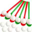 48 Pack Christmas Spoon Race Game Set Carnival Game Field Day Games Christmas Xmas Snowball and Giant Spoons Game Balance Relay Games for Adults Christmas Indoor Outdoor Yard Lawn Party