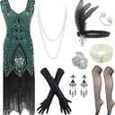 Women's 1920s Art Deco Gatsby Dresses Sequin Fringed Flapper Dresses (Medium)