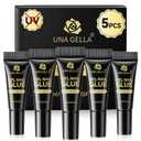 UNA GELLA Super Strong Nail Glue 2ml x 5Pcs for Press On Nails, Nail Tips & Clear Fake Nails, Mini Tubes Quick Drying Semi Solid Nail Glue for Press ons No UV Light Needed Long Lasting Mess-Free