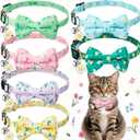 Hsei 6 Pcs Spring Cat Collars Bulk with Bow Tie Bell Breakaway Flowers Floral Daisy Kitten Adjustable Safety Bowtie Cute Collars for Small Dogs Pet Holiday Party Favors Gifts