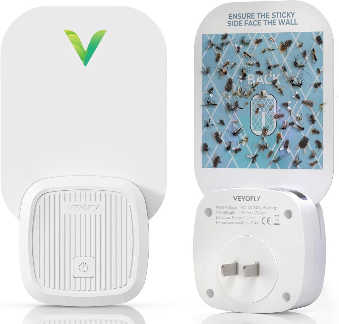 VEYOFLY Fly Catcher Indoor, Fly Trap Indoor, (1 Device + 2 Refills) Fruit Fly Traps for Indoors, Gnat Traps for House Indoor, Bug Killer, Fly Trap, Plug in Light Flying Insect Trap