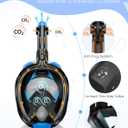 Greatever G2 Full Face Snorkel Mask with Latest Dry Top System,Foldable 180 Degree Panoramic View Snorkeling Mask with Camera Mount,Safe Breathing,Anti-Leak&Anti-Fog, Large/ X-Large