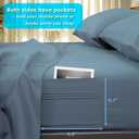 Deep Pocket Twin Fitted Sheet - Fits Mattresses Up to 21" Thick - 3 Piece Bed Sheets - Moisture Wicking, Cooling & Soft Fitted Sheet & Pillow Cases (Light Blue)