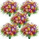 Der Rose 24 Bundles Artificial Flowers for Outdoors Fake Ferns UV Resistant Faux Spring Flowers for Outdoor Planters Home Garden Patio Front Porch Decor
