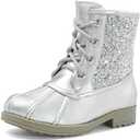 DREAM PAIRS Girls Glitter Ankle Boots Warm and Soft Velvet Lining with Side Zipper for Toddler/Little Kid/Big Kid, Size 11