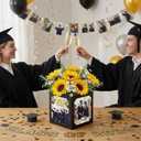 12 Pcs Graduation Picture Centerpieces Box For Table, 6/7in Photo Frame Props For Congrats Grad Graduation Party, Table Decoration For Wedding, Birthday, Graduation Decoration(Black)