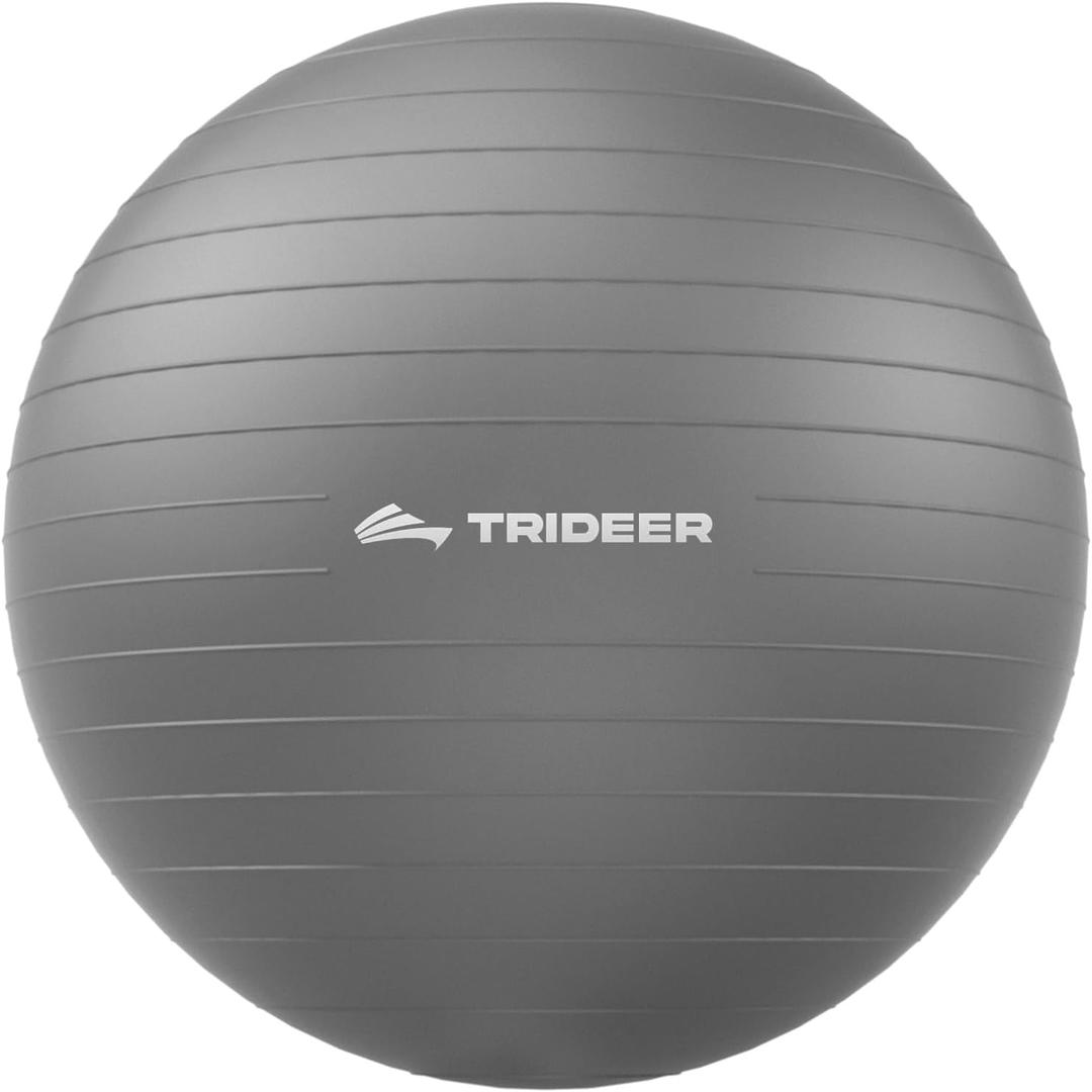 Trideer Exercise Ball Yoga Ball,Office Seating & Balance Ball Chair, Stability Ball for Pilates, Physical Therapy,Core Training & Balance Improvement & Stretching (L(23-26ines/58-65cm), Grey)