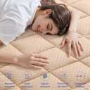 OLANLY Twin Quilted Fitted Mattress Pad  Soft Pillow Top Mattress Topper, Down Alternative Fill, Cooling Comfort Breathable Mattress Cover, Machine Washable Deep Pocket Mattress Protector, Beige