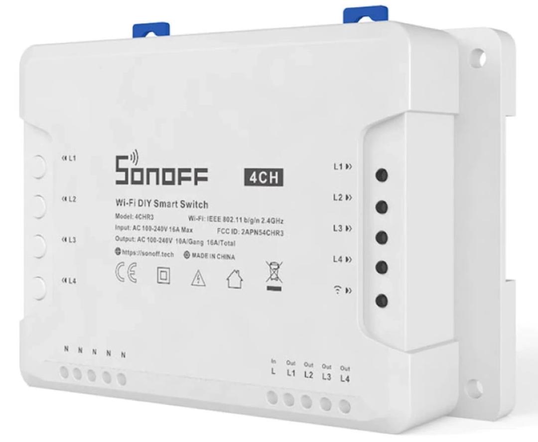 SONOFF 4CH R3 Smart Switch,4 independently Channel WiFi Remote Time Switch, LAN Control, Inching/Self -Locking Mode, Compatible with Alexa,& Google Home Assistant
