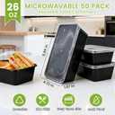 50-Pack Meal Prep Containers, 26 OZ Microwavable Reusable Food Containers with Lids for Food Prepping, Disposable Lunch Boxes, Plastic Food Boxes- Stackable, Freezer Dishwasher Healthy