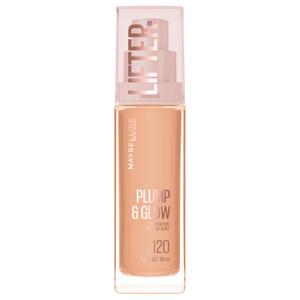 Maybelline Lifter Plump & Glow Foundation, Liquid Foundation with 2% Niacinamide + Hyaluronic Acid, Plumping and Brightening Face Makeup, 120, 1 Count